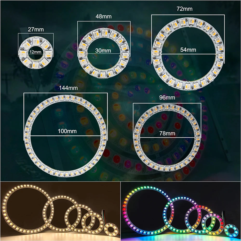6812 RGBW WW CW LED Ring Individually Addressable RGBW Light Ring SMD 5050 RGBW Led Modules Light 8/16/24/35/45Leds LED Pixel 5V