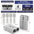 2pcs Quick Connector 40A 50A 120A 175A 350A Car Battery Power Plug 2P 600V High Current Electrical Wire Connectors