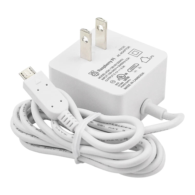 Raspberry Pi Zero 2 W Power Supply Official 5.1V 2.5A US UK EU Plug Charger Micro USB Power Adapter for Raspberry Pi 3B 3B+ 2B