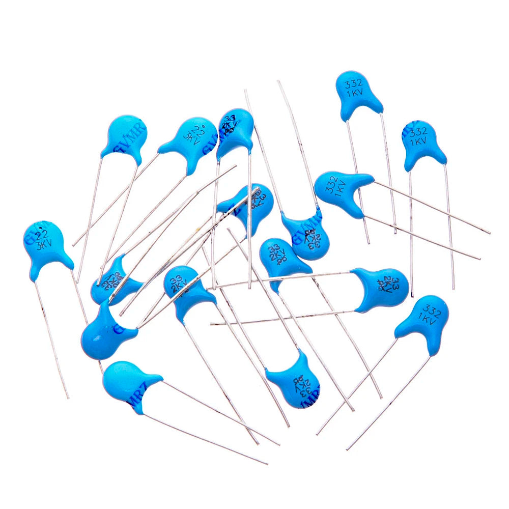 20PCS 100PF 10NF 10PF High Voltage Ceramic Disc Capacitor 1KV 2KV 3KV Radial Lead Multiple Capacitance Options 1NF 2.2NF 33PF