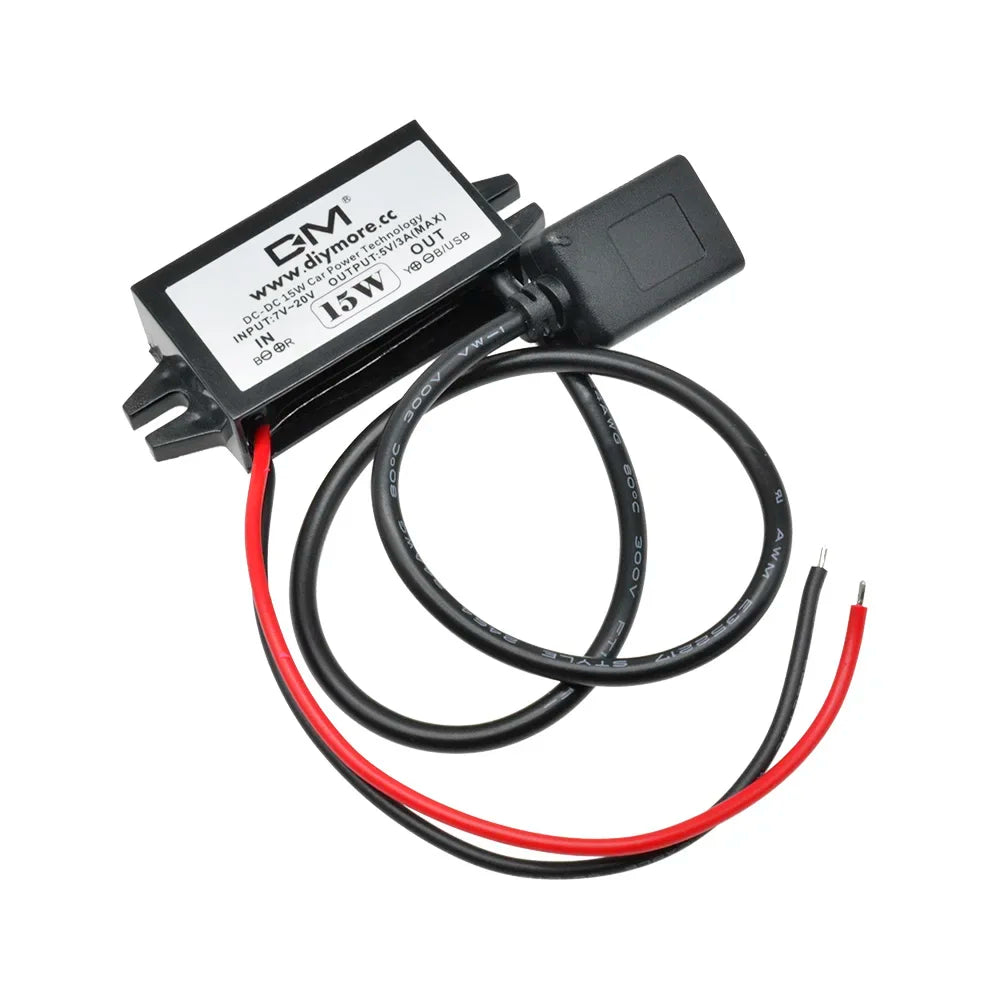 DC-DC Step Down Buck Converter Power Supply Module for Car 12V to 5V 3A 15W for Car Male Female USB Mini USB Micro USB Adapter