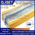 100pcs 1/6W Metal Film Resistors 1/8W 1% 0.125W 10 100 200 220 330 470 Ohm 4.7K 1K 2.2K 10K 47K 200k 220k 510k 100k 470K 1M Ohms