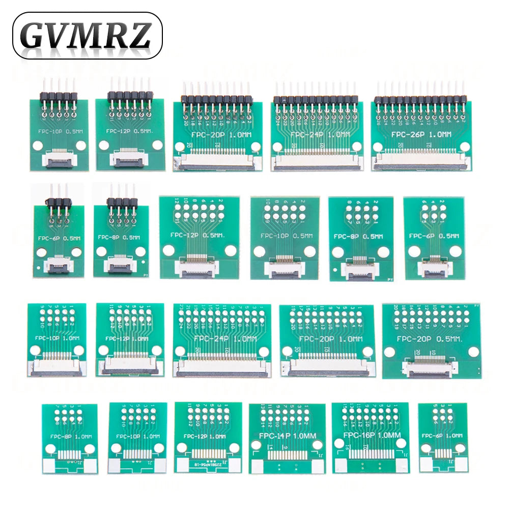 0.5mm 1.0mm pitch Connector SMT Adapter to 2.54mm hole FPC FFC Cable Welded board With Pin / Empty Board 6P 8P 10P 12P 20P 24P