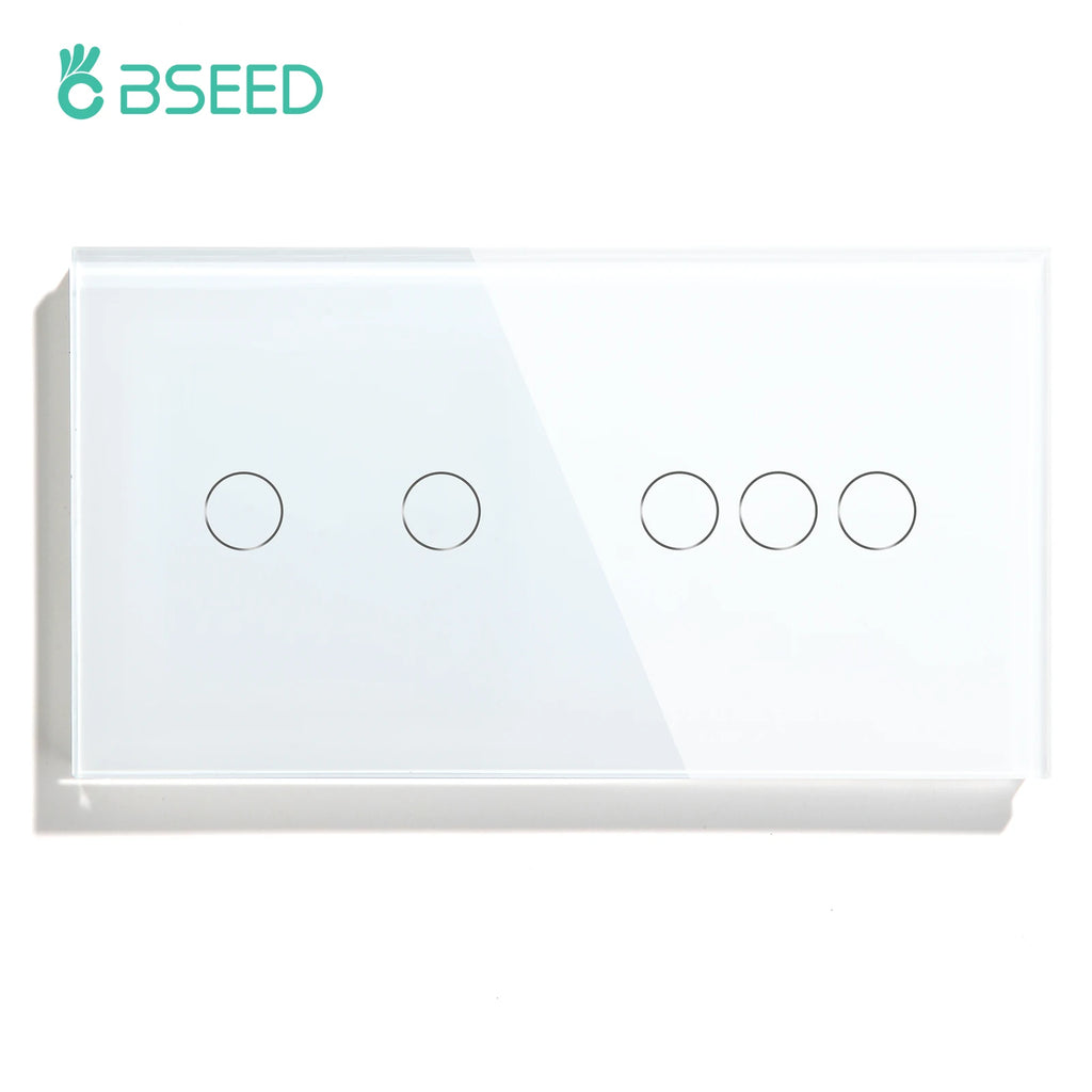 BSEED 1/2/3Gang Touch Switch Double Light Switch Triple Sensor Switch 1Way EU Standard Glass Panel Blue Back Light White Series