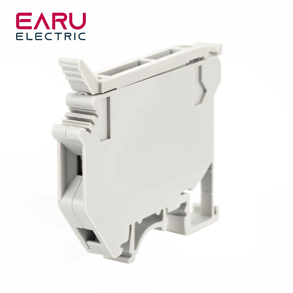 10Pcs/lot Din Rail Terminal Blocks UK-5-HESI Black Connector Screw Fuse Terminal Block Connector Screw Fuse Holder Conductor