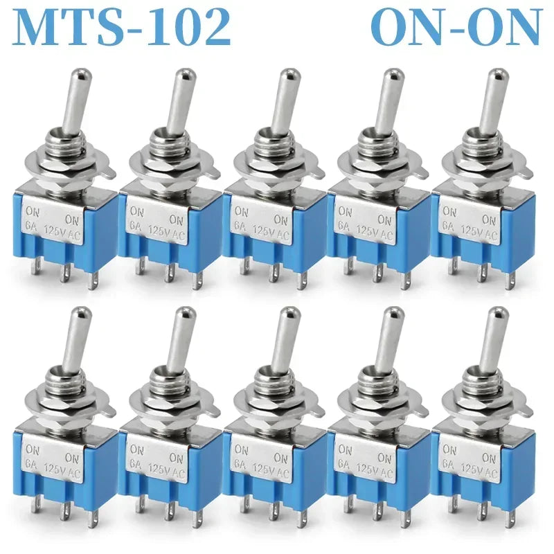10Pcs Waterproof Cap Miniature Toggle Switch ON-OFF-ON / ON-ON SPDT DPDT MTS-102 MTS-103 MTS-202 MTS-203 Rocker Switch