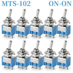 10Pcs Waterproof Cap Miniature Toggle Switch ON-OFF-ON / ON-ON SPDT DPDT MTS-102 MTS-103 MTS-202 MTS-203 Rocker Switch