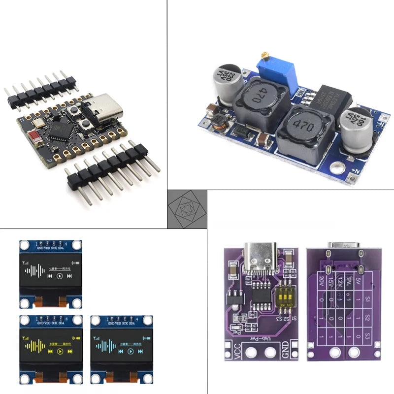 PD QC Trigger Module, XL6009 Boost Buck Converter, ESP32-C3 Dev Board, 0.96 Inch OLED Display 128x64 for Arduino DIY Project