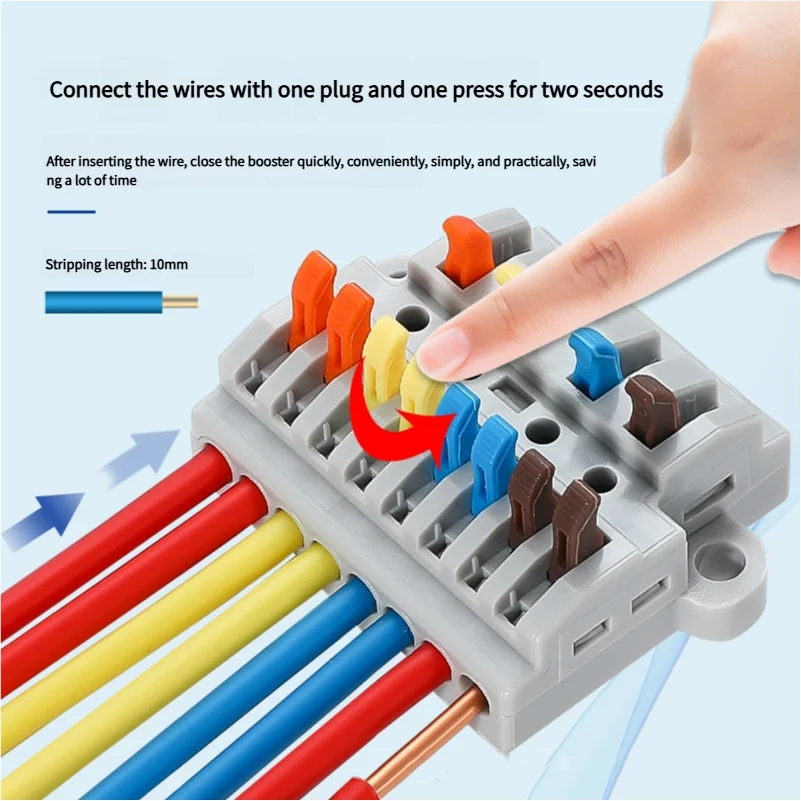 Universal Quick Push-in Electrical Wire Terminal Blocks Splitter Cable Connectors Mounted Junction Box for Home Industrial Use