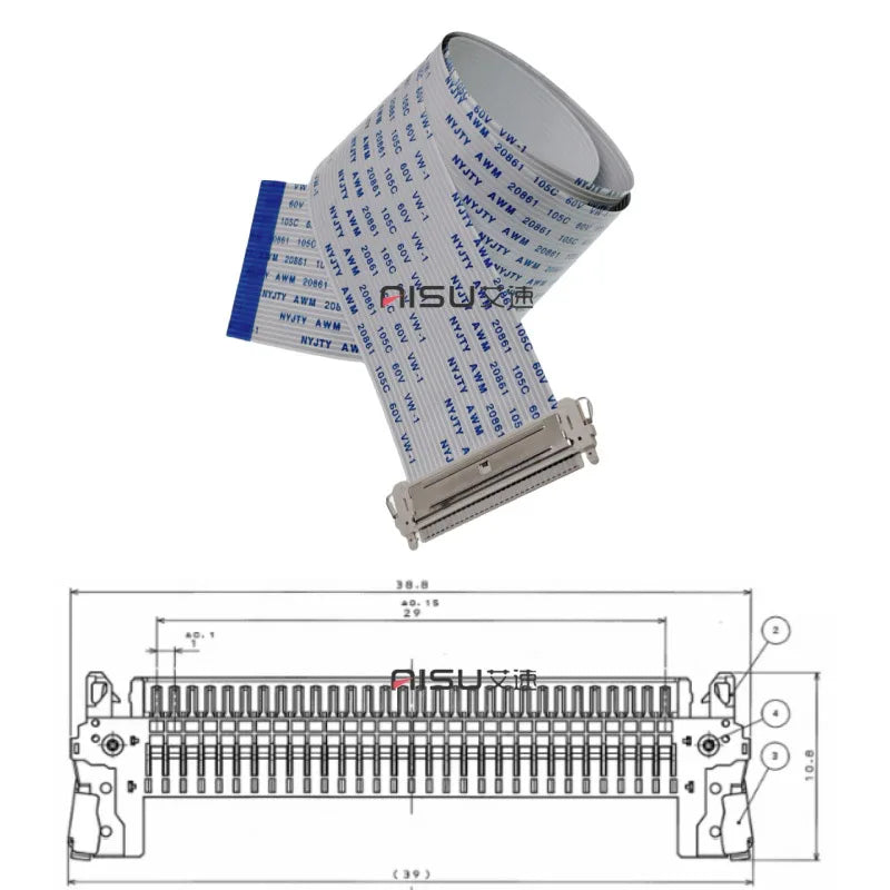 LVDS FIX 1.0MM Pitch Ribbon Cable AWM 20706 105C 60V VW-1 30Pin Length 10CM/25CM/30CM/40CM/50CM Forward/Reverse Direction