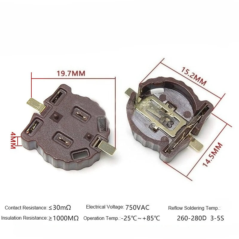 20pcs CR2032 3V CR2450 CR2025 Battery Socket BS-2 BS-6 BS-8 BS-10 Gold Vertical Horizontal DIP SMD Button Battery Holder