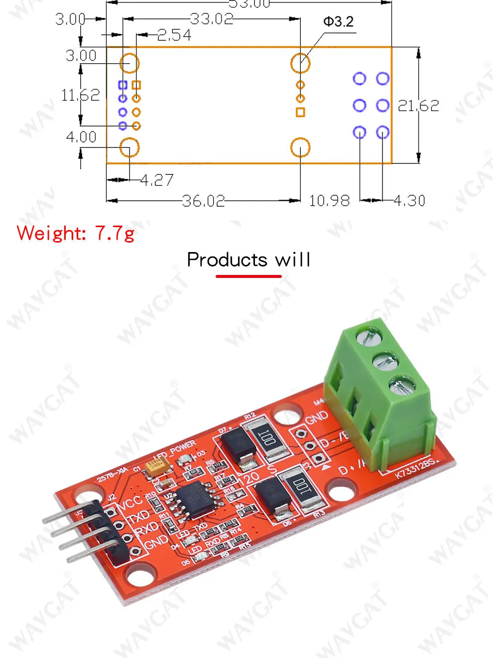 MAX3485 TTL to RS485 Converter Module, UART Serial Port Level Transceiver with Overvoltage Protection