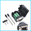 DB9 RS232 Connector D-SUB 9 Pin Male Female Plug RS485 Breakout Terminals 21-24 AWG Wire Solderless Connectors