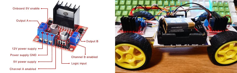 5/10PCS L298N DC Motor Driver Module L298N Stepper Motor Smart Car Robot Accessory High Power L298 DC Motor Driver for Arduino
