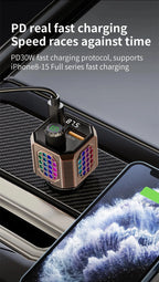 Car Adapter Bluetooth FM Transmitter For Car PD30W&QC3.0 Car Charger Bluetooth Adapter Zinc Alloy Color Light Hands-Free