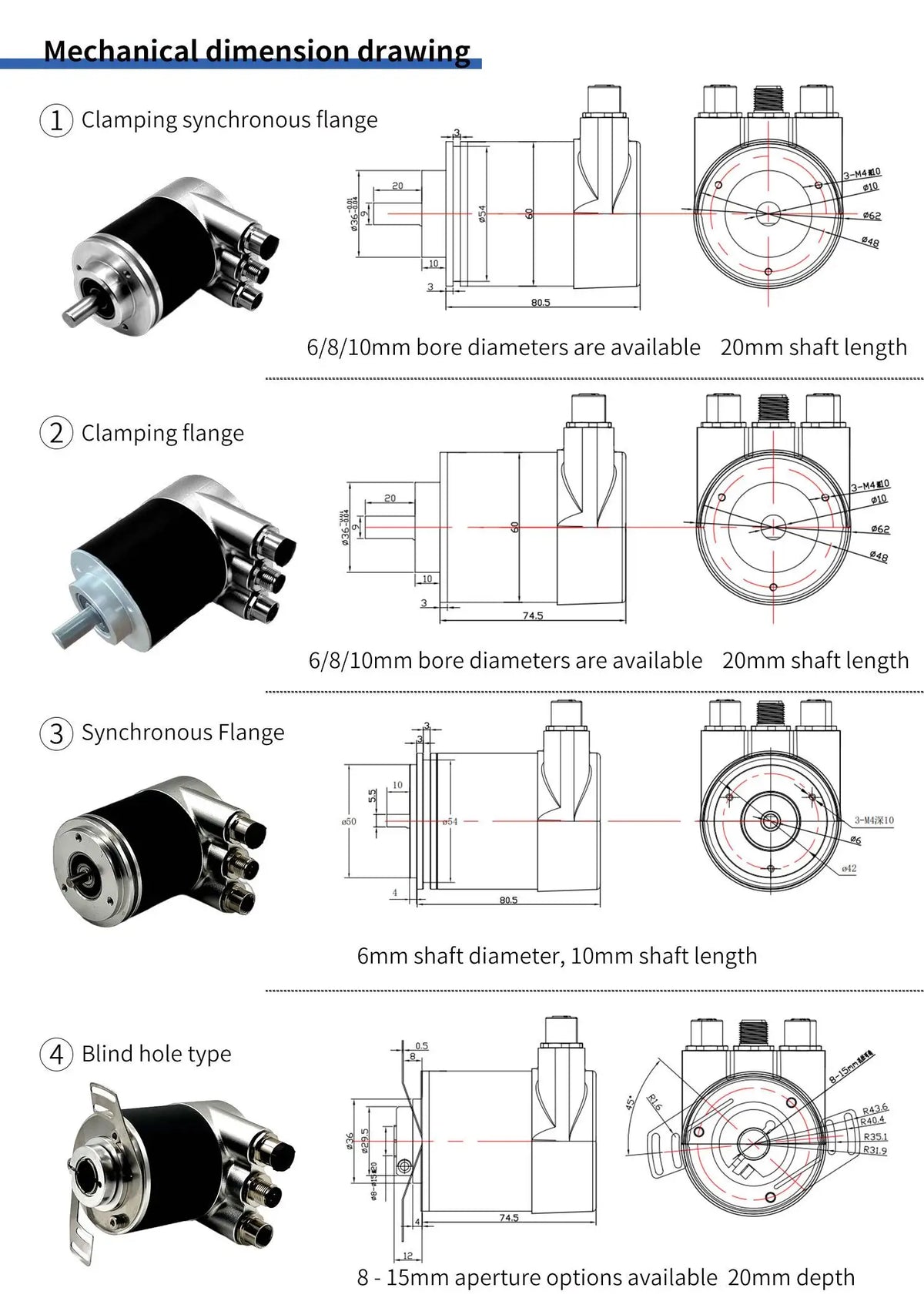 60mm EtherCAT Multi-Turn Absolute Rotary Encoder Magnetic 12-16Bit IP65/IP67 Flange Mount 10-32Vdc Industrial Position Sensor