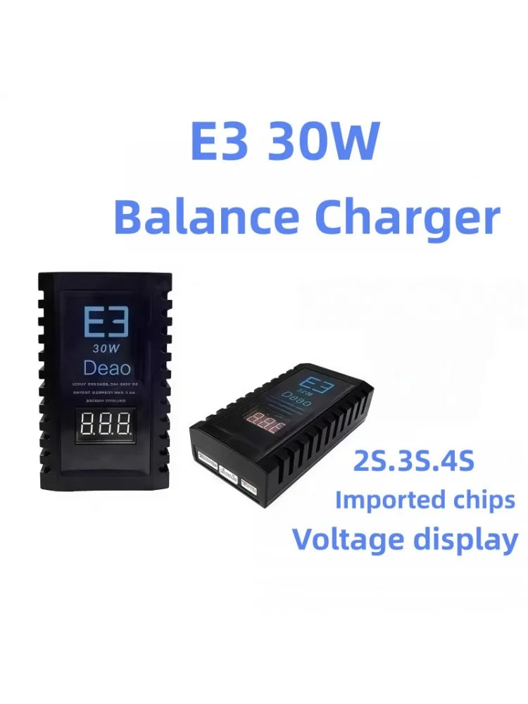 LiPo Balance Charger E3 30W balanced charging simple charger 2S 3S 4S lithium battery charging 7.4V 11.1V 14.8V