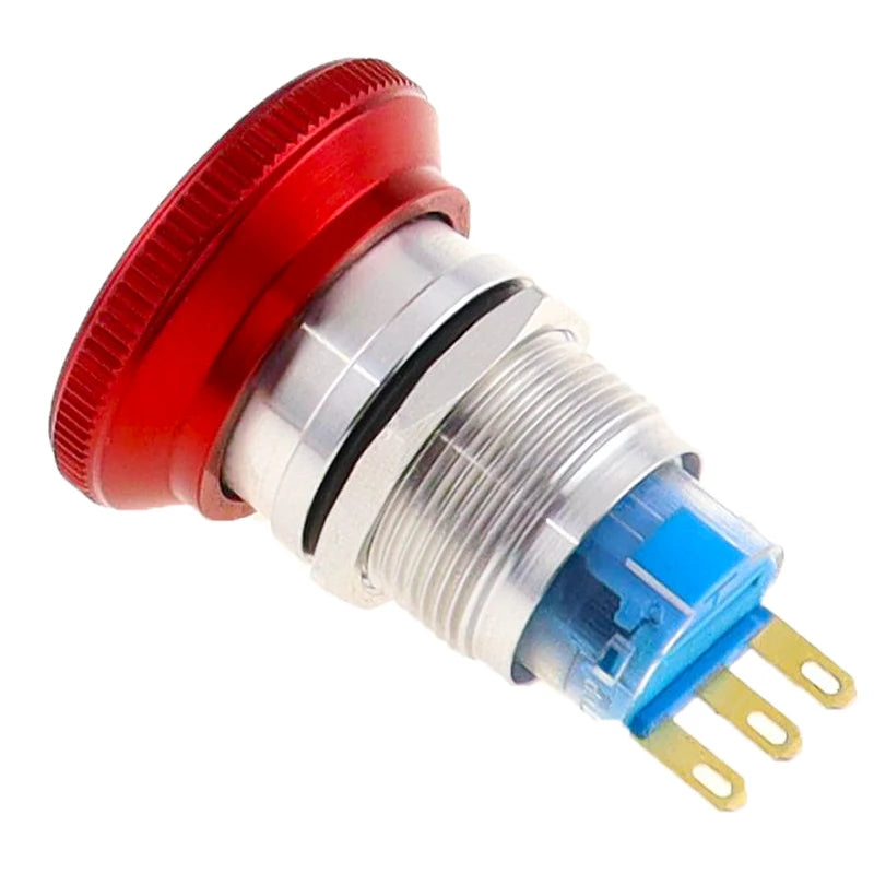 1pc 16mm 19mm 22mm Waterproof Metal Latching Emergency STOP Mushroom Push Button Switch Button Switch Knob Rotary Switch