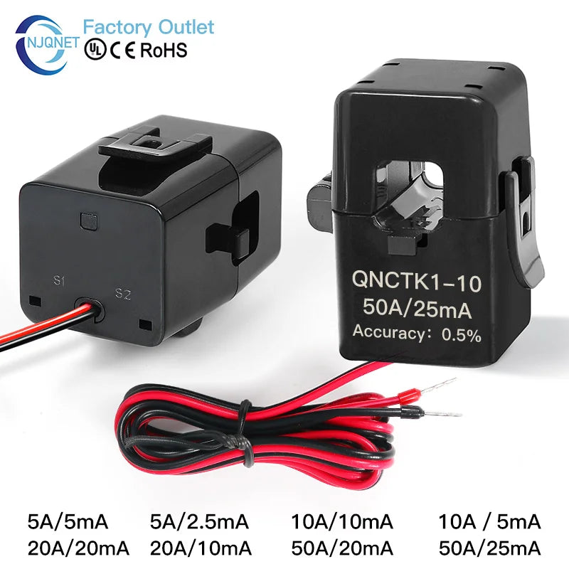 Split Core Current Transformer Sensor CT Clamp QNCTK1-10 5A 2.5mA 10A 10mA 20A 50A 25mA 100A 50mA Open Type Current Transformer