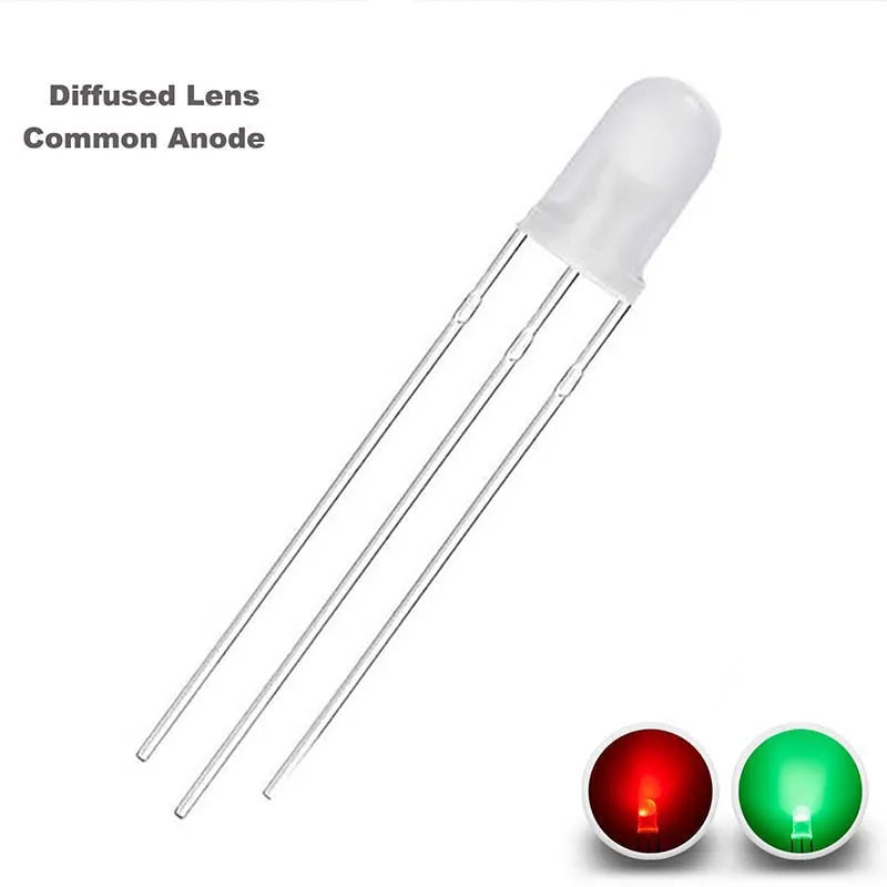 100 Pcs 5mm Led Diode Bicolor Two Color Red Green Blue Commmon Anode Cathode 2V 3V 20mA F5 Light Emitting Lamp Blub For DIY PCB