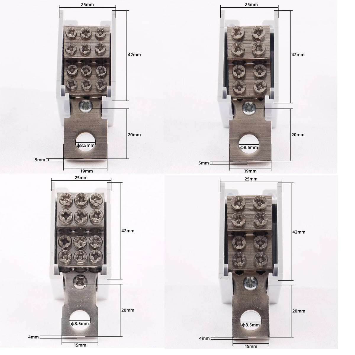125A/250A Din Rail Terminal Block Distribution Box, 1 In 4/6 Out Power Junction Box, 10/16mm² Wire Connector for Circuit Breaker