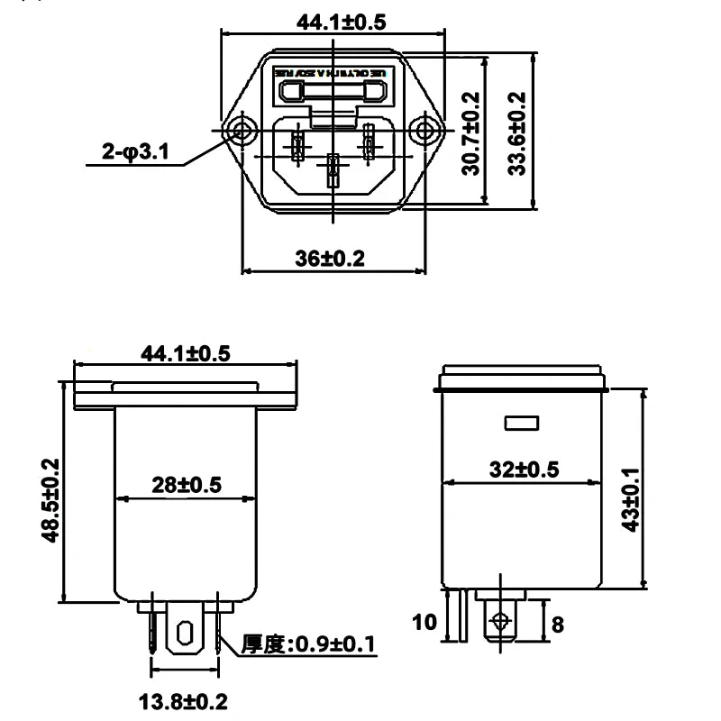 CW2A-10A-T CW2A-3A-T single-phase power filter EMI filter socket CW2A-3A/ 6A-10A-T Audio power Purifier Vehicle anti-interferenc
