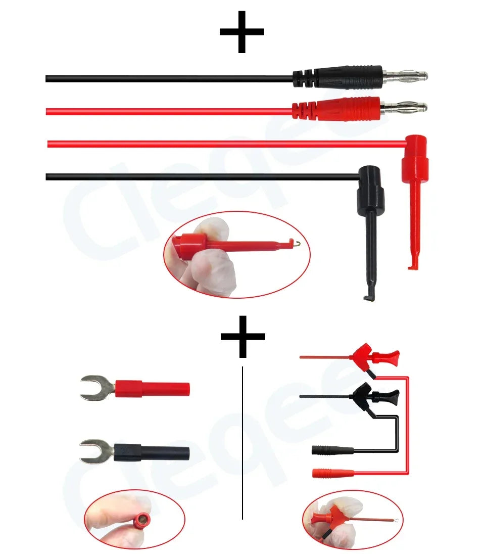 Cleqee P1600 series High Quality Multimeter Test Lead Kit BNC-Test Cable Test Probe IC Test Hook Automotive Repair Tool Set