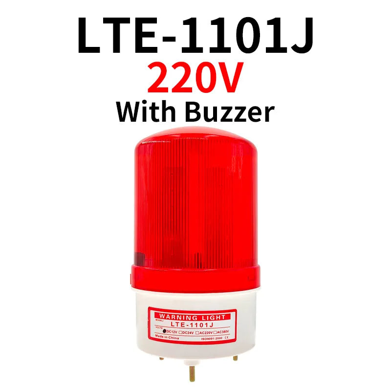 12V/24V LED Strobe Signal Warning Buzzer Light Warning Lamp Sound Indicator Light Flashing Security Alarm 220V LTE-1101J