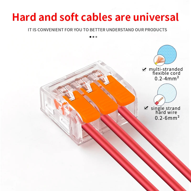 CMK66 Quick Wire Connector Easy Splice Lever Type Push In 2/3/4/5 Ports Push-In Terminal Block Home LED Light Wiring 0.2-6mm