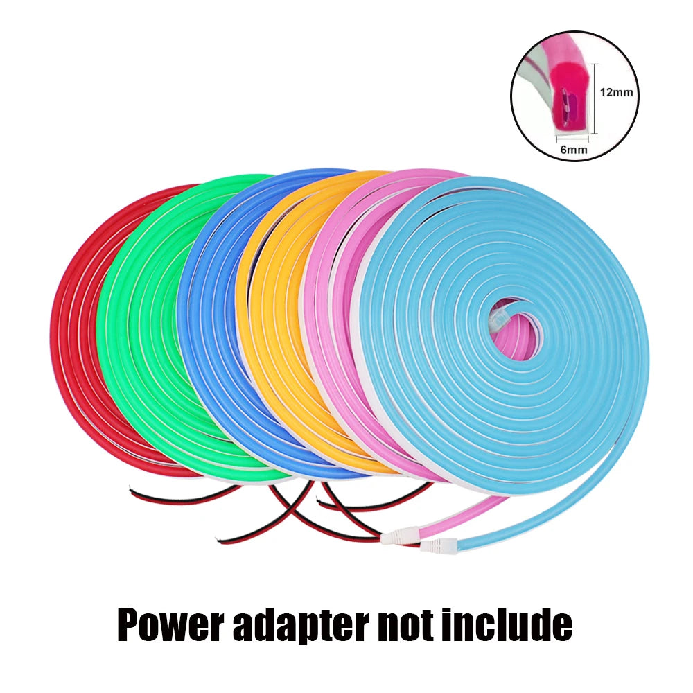 Neon Strip DC 12V IP65 Waterproof 2835 120Leds/M White/Blue/Pink/Yellow/Red/Green Flexible Ribbion Rope LED Strip 0.5M 1M 3M 5M