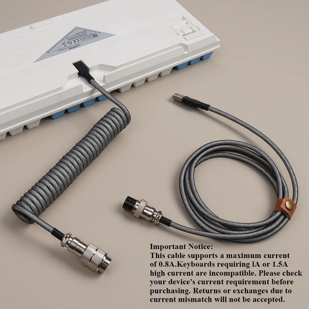 LANO 8 Colors Metal Aviator Connector GX16 USB to Tpye C Keyboard Spiral Cable PC Desk Accessories Connector For Pc Accessorie