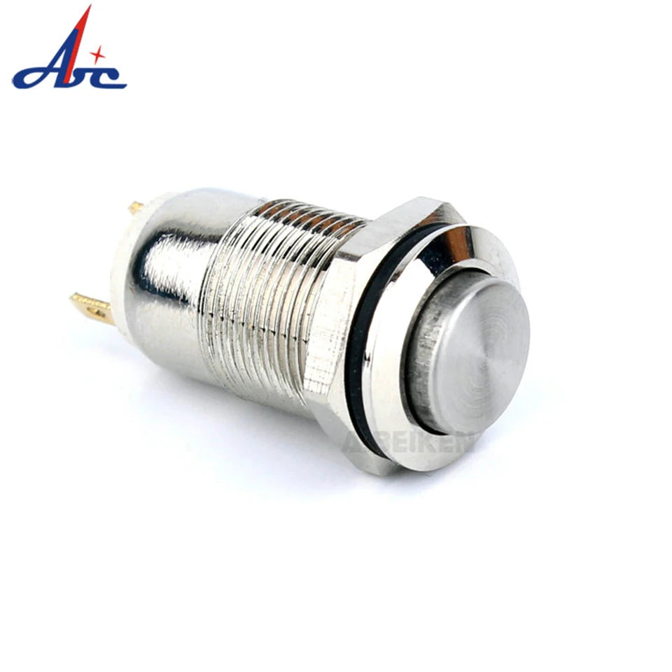 12mm 1NO Momentary Latching push button switch high flat head Push Button waterproof metal switch 2A 250V AC