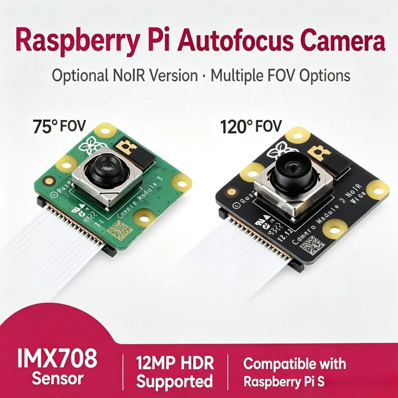 Raspberry Pi Camera Module 3 Official Auto-Camera Module 12MP High Resolution IMX708 75°/120° IR/FOV