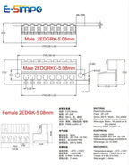 10Pairs 2EDG/15EDGRKC-5.08mm Female Male Aerial Butt Weld with PCB Lock 2P-24P Plugin Screw Wire Cable Terminal Block Connector