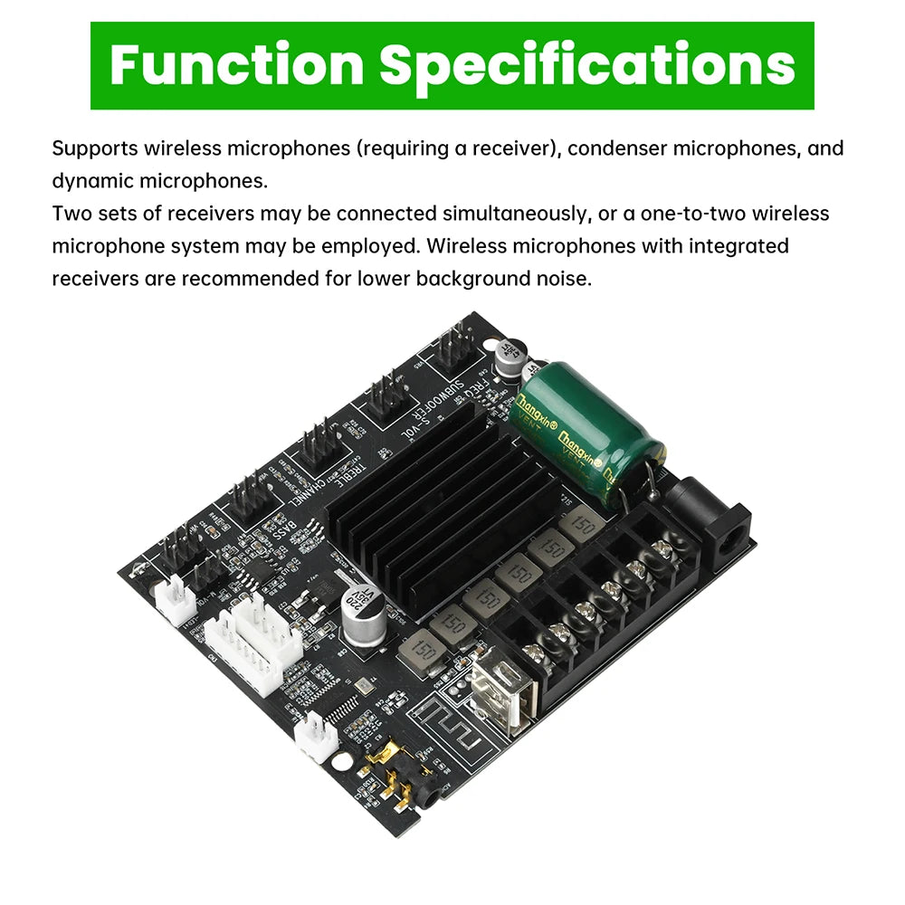 2.1-Channel Bluetooth Amplifier Board 50W+50W+100W DC 12-24V Audio Power Amplifier Module MT21S Leaded Version TPA3116D2*2 Chip