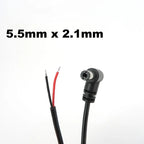2pin DC Male Power Connector Extend Right Angle Charging Cable 4.0x1.7 3.5x1.35mm 5.5x2.1mm 5.5x2.5mm 22AWG 90 Degree 3A Cord T