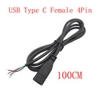 USB Type C Power Supply Cable 2/4 Pin Male Female Socket Type-C Plug Connector Adapter For Data Charging Cables Wires Repair DIY