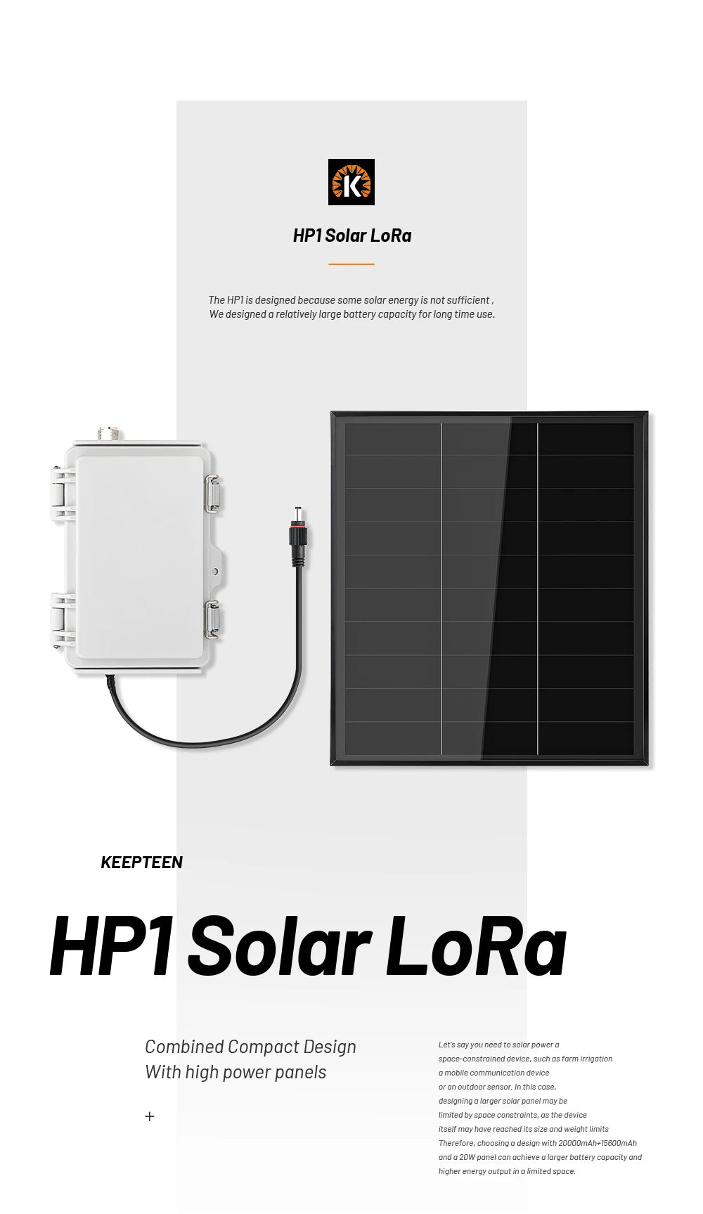 HP1 High Power LoRa Module Wismesh 1w Booster Starter Kits with 20w Solar Power System 6dBi Fiberglass Antenna Mount