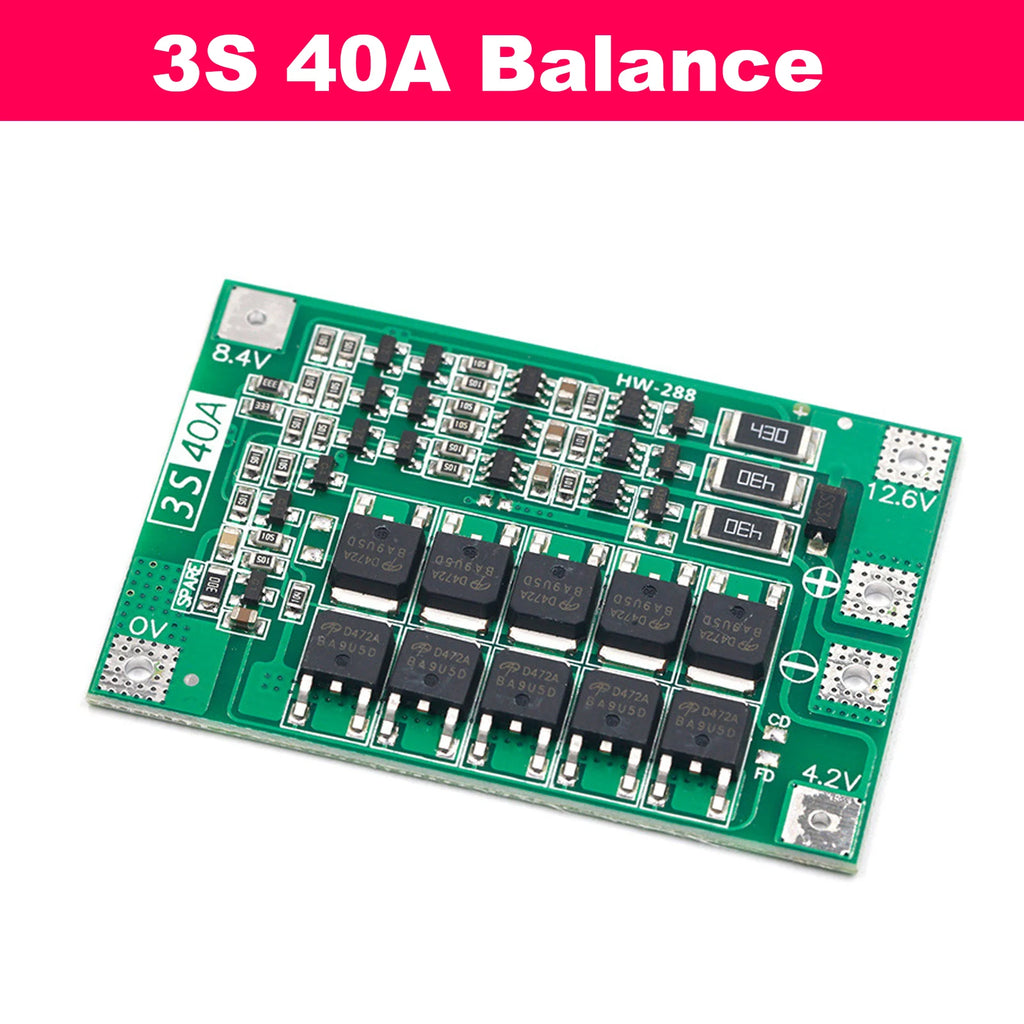3S 4S 40A 60A 18650 Lithium Battery Protection Board BMS 12.6V 16.8V Overcharge Overdischarge Protection for Drill