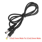 Universal DC Power Plug 5.5 x 2.1mm Male To 5.5 x 2.5mm Male Adapter Extension Power Supply Cable For LED CCTV Camera Laptop