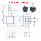 10PCS 5.8x5.8 7x7 8x8 8.5x8.5mm Non-Self-Locking / Self-Locking Switch / UNlock Push 6 Pin Tactile Power Micro Button Switches