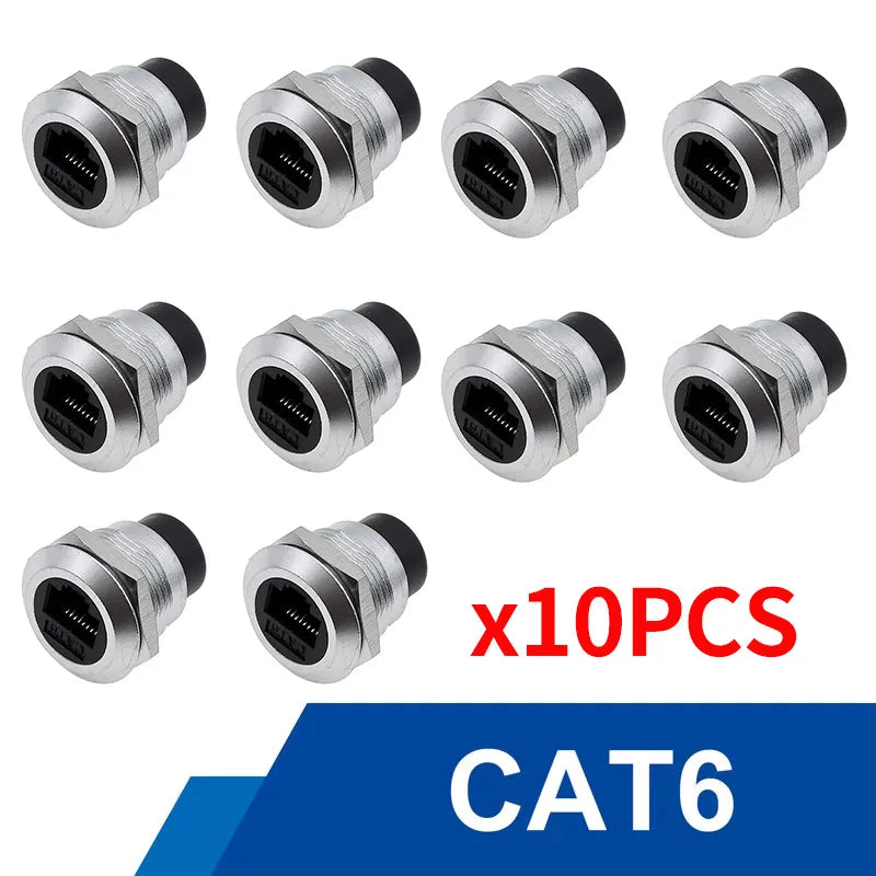 10Pcs Metal D‑Type Panel Mount Socket RJ45 CAT6 HDMI USB3.0 Straight Through Network Connector Module Round Panel Mount Adapter