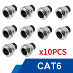 10Pcs Metal D‑Type Panel Mount Socket RJ45 CAT6 HDMI USB3.0 Straight Through Network Connector Module Round Panel Mount Adapter