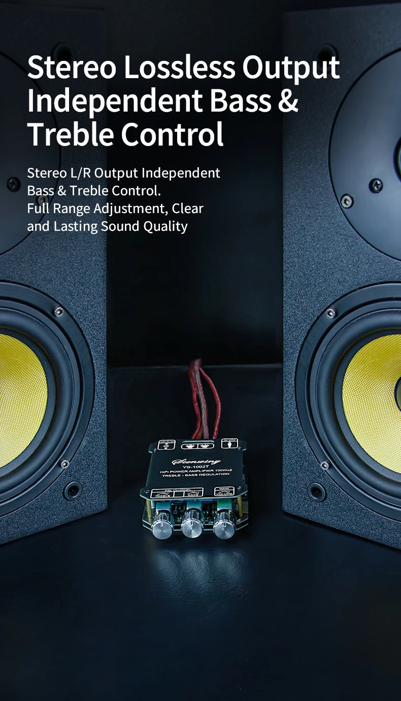 YS-1002T YS-502L Bluetooth 5.0 Audio Amplifier Board 2.0 Channel Stereo Power Amp Module 50W X2 100W X2 AUX Input For DIY Speaker Home Audio