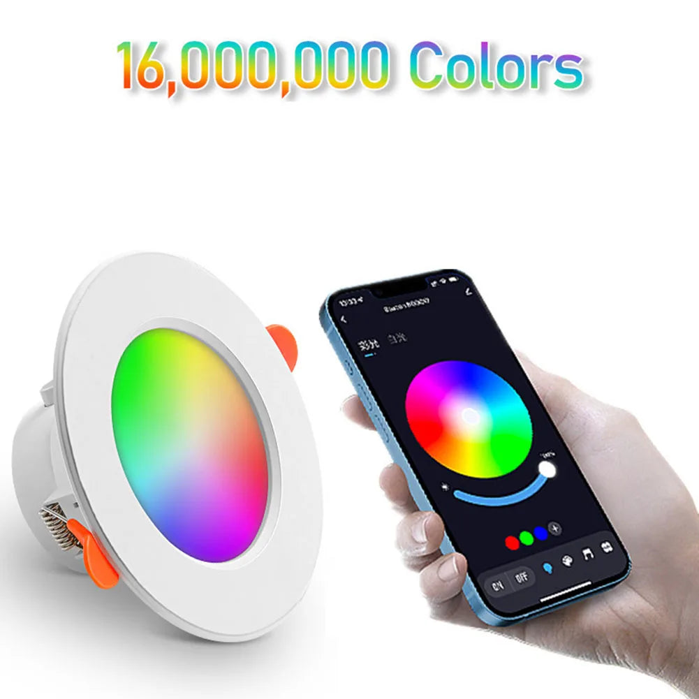 12-1Pcs RGB LED Bulb Tuya Dimmable Downlight Spotlight Bluetooth-Compatible Lamp 10/15W APP Control GB+CW+WW Smart Lamp