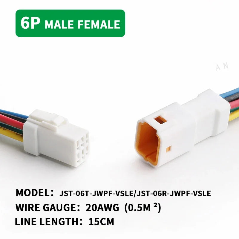 5/20/100sets Waterproof JST JWPF Connector 2p/3p/4p/6p/8p Plug Socket 20awg/0.5m ² Wire Harness 02t/02r/03t/03r With 15CM Wire