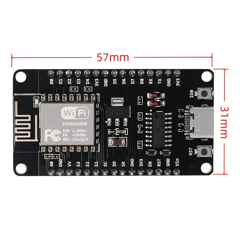 1-5PCS ESP8266 NodeMCU ESP-12E WiFi Board CH340 Type-C USB 4M Flash Arduino IoT Module