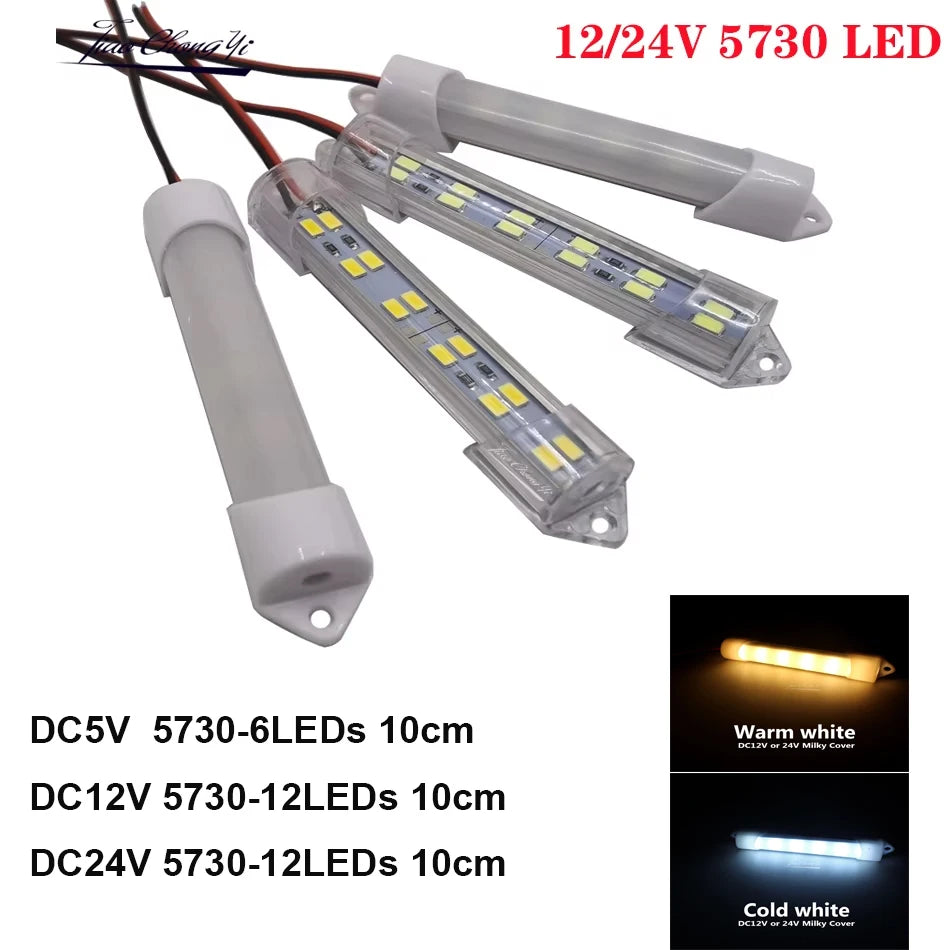 DC5V 12V/24V LED Light Strip  10cm 12LEDs 6LEDs Hard Rigid Tube Bar Lamp IP30 5730-led bead Lights Strips For DIY