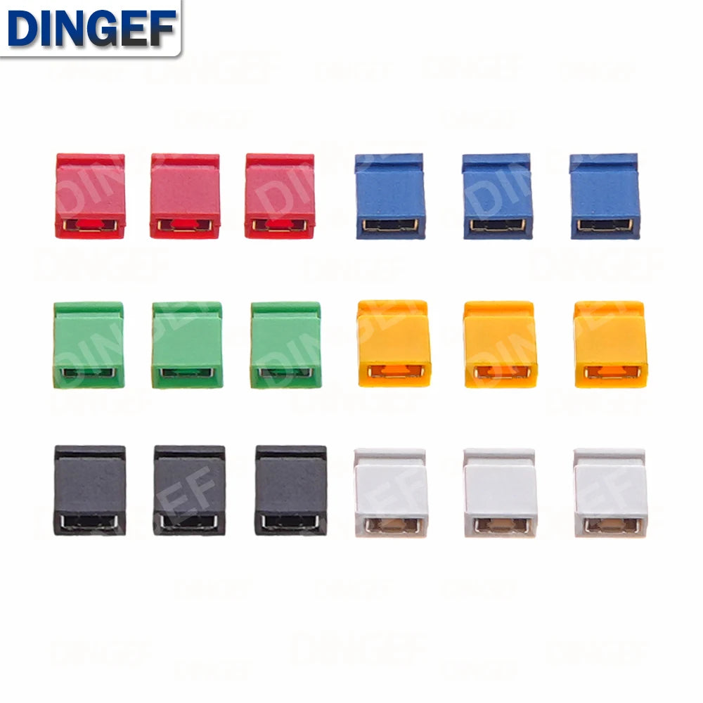 100PCS/lot 2.54mm Jumper Cap Short Circuit Block Connector Hat Closed Open Long Handle for Pin Header Male Female PCB