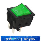 KCD4 Rocker switch ship type switch rocker power button 4/6PIN red light green light 31x25mm16A/30A 250v ON-OFF/ON-OFF-ON